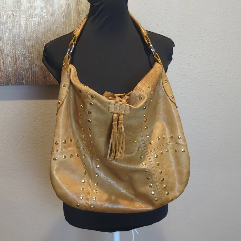 Sabina leather studded boho bag